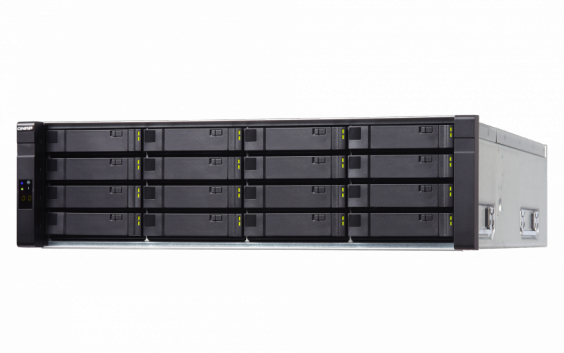 Сетевой RAID-накопитель QNAP двухконтроллерный, 16 отсеков для HDD, стоечное исполнение, два блока питания ES1640dc-E5-96G ES1640dc-E5-96G