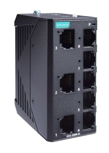 Коммутатор MOXA Компактный 8-портовый неуправляемый 10/100 BaseT(X) Ethernet, QoS, в металлическом корпусе, -10...+60C EDS-2008-EL EDS-2008-EL