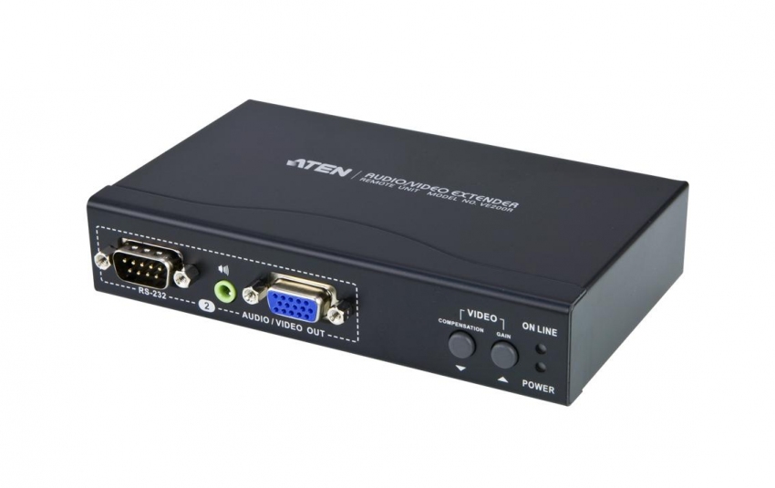 Удлинитель ATEN VGA/SVGA+AUDIO+RS232, 150 м., 1xUTP Cat5e, HD-DB15+MINIJACK+DB9, 2xF+2xF+2xM, без шнуров VE200R-AT-G VE200R-AT-G