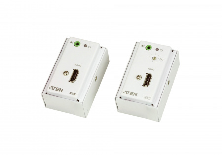 Удлинитель ATEN HDMI+AUDIO,  60 метр,, 2xUTP Cat5e, HDMI+2xRJ45+MINIJACK, F, без шнуров, DC 9V, (max data rate 6,75 гбит/с;max pixel clock 225 МГц;макс,разр,1080i 60м/1080p 40м 60Hz;HDCP) VE807-AT-G VE807-AT-G