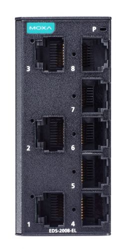 Коммутатор MOXA Компактный 8-портовый неуправляемый 10/100 BaseT(X) Ethernet, QoS, в металлическом корпусе, -10...+60C EDS-2008-EL EDS-2008-EL