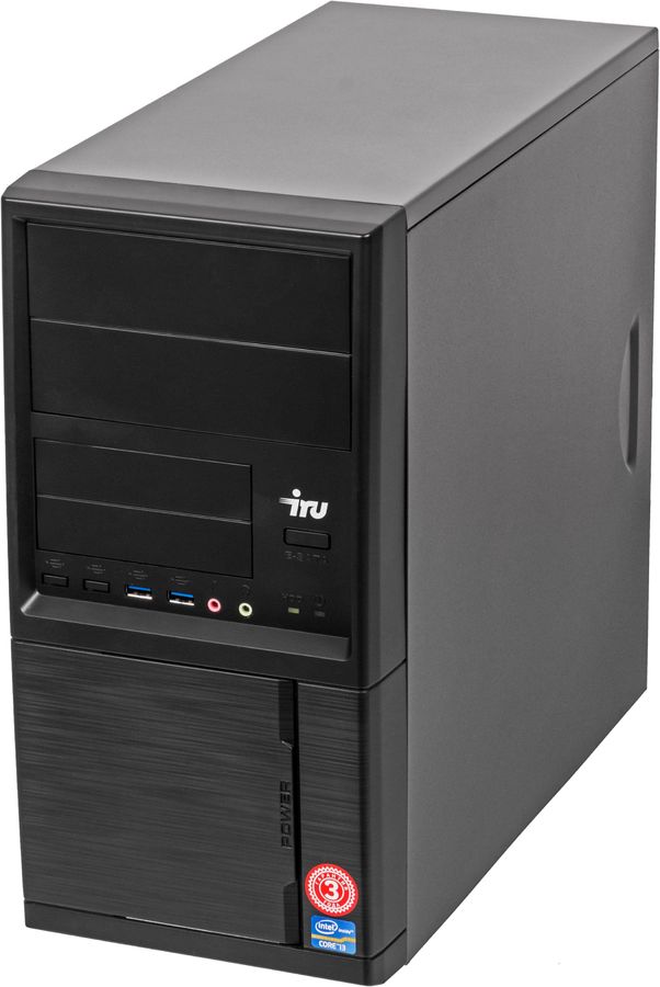 Персональный компьютер iRU Corp 313 MT i3 9100F (3.6) 8Gb SSD512Gb GT1030 2Gb Free DOS GbitEth 450W черный 1444146 1444146