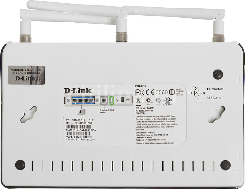 DIR-655 Интернет-шлюз с точкой доступа 802.11n,  4xLAN 10/100/1000, 1xWAN DIR-655