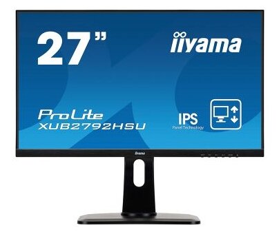 Монитор IIYAMA 27" ProLite черный IPS LED 4ms 16:9 HDMI M/M матовая HAS Pivot 1000:1 250cd 178гр/178гр 1920x1080 D-Sub DisplayPort FHD USB 6.8кг XUB2792HSU-B1 XUB2792HSU-B1