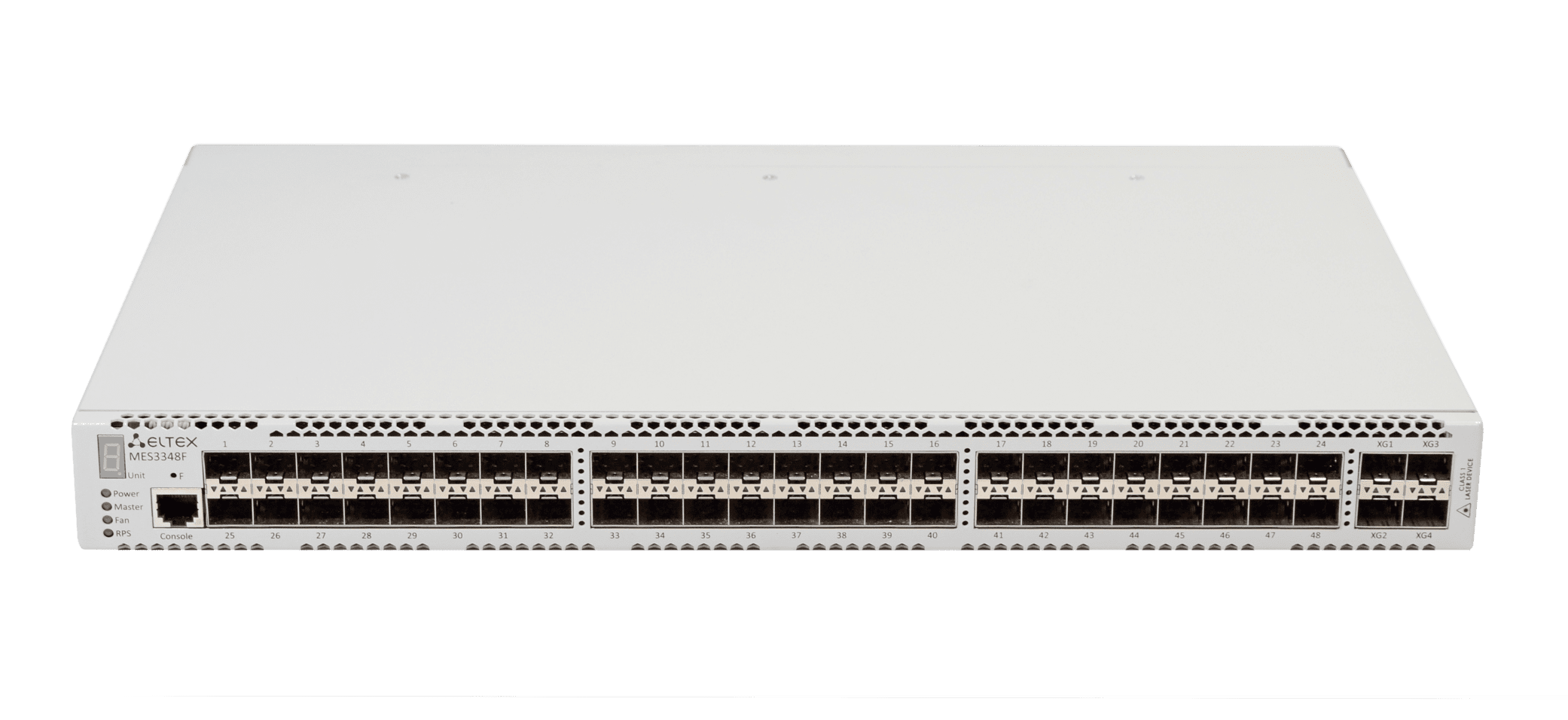 Коммутатор Eltex  48 портов 1000Base-X(SFP), 4 порта 10GBase-R (SFP+), L3, 2 слота для модулей питания MES3348F MES3348F