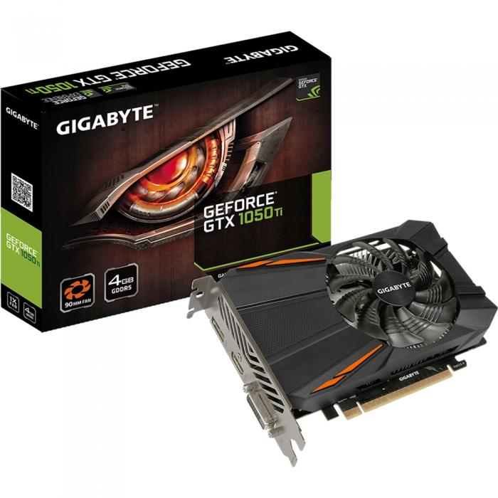 Видеокарта  Gigabyte PCI-E nVidia GeForce GTX 1050TI 4096Mb 128bit GDDR5 1290/7008 DVIx1/HDMIx1/DPx1/HDCP Ret GV-N105TD5-4GD GV-N105TD5-4GD