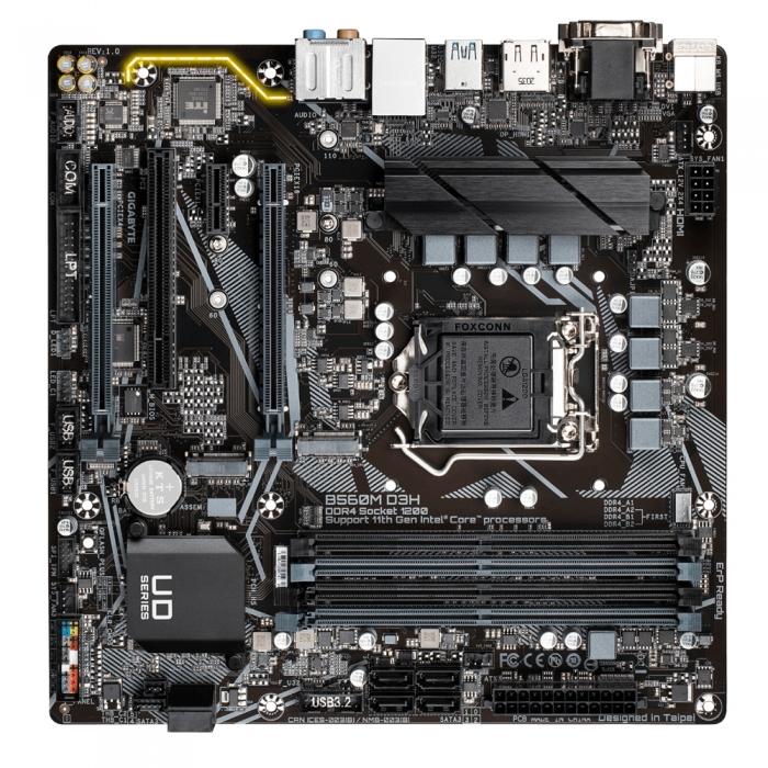 Материнская плата Gigabyte  B560M D3H Soc-1200 Intel B560 4xDDR4 mATX AC`97 8ch(7.1) GbLAN+VGA+DVI+HDMI+DP B560M D3H B560M D3H