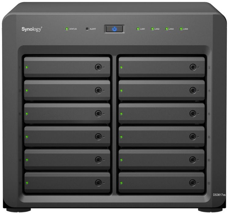 Сетевой RAID-накопитель Synology RAID0,1,10,5,6/up to 12hot plug SATA/2xUSB3.0/4GigEth(2x10Gb opt)/iSCSI/2xIPcam(up to 75) DS3617XS DS3617XS