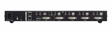 KVM-переключатель ATEN DVI+KBD+MOUSE, 1> 4 DVI-D блока/порта/port USB, c KVM-шнурами USB 4х1,8 м,, (1920x1200 60Hz DVI-D Single Link;конс,упр, - USB;+ 2 порт, HUB USB 2,0;Multiscreen;5 лет гар+электростраховка;ЗАКАЗ!)[ATEN] CM1164A-AT-G CM1164A-AT-G