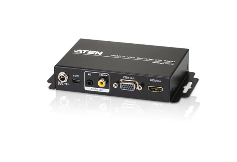 Конвертор ATEN HDMI=>VGA+AUDIO, HDMI>HD-DB15+MINI-JACK+RCA, Female, Б.П. 5V, (1920x1200 DDC2B;1080pt) VC812-AT-G VC812-AT-G