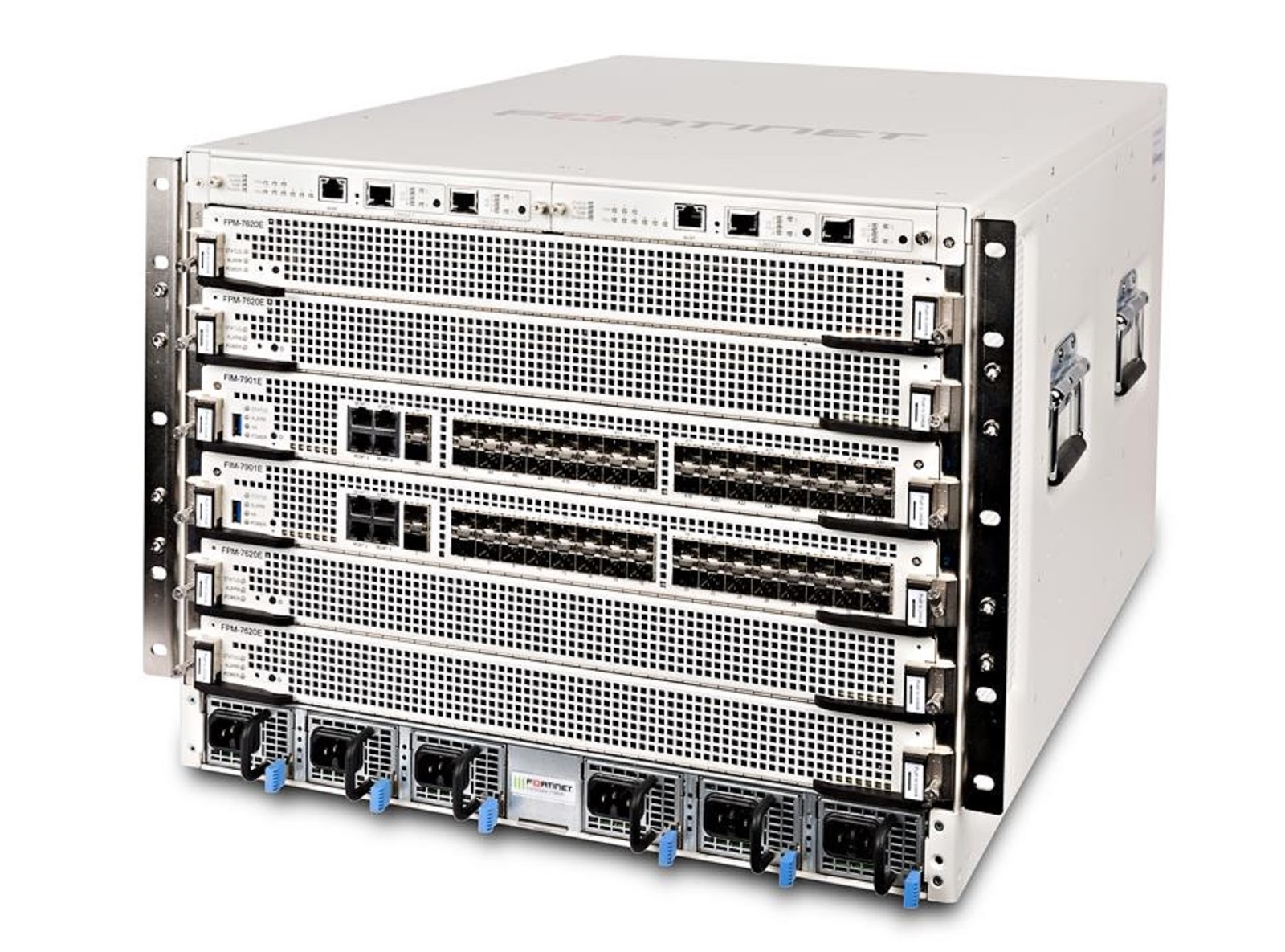 Межсетевой экран Fortinet FortiGate-3980E-DC 10x 100GE QSFP28 slots and 16x 10GE SFP+ slots, 2 x GE RJ45 Management Ports, SPU NP6 and CP9 hardware accelerated, and 3 DC power supplies FG-3980E-DC FG-3980E-DC