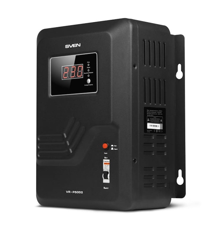 Автоматический стабилизатор напряжения Sven VR-P5000(3300Вт, Входное 140-275В,Клеммы, Выходное 230В, черный металл. Корпус, настенное крепление) SV-014957 SV-014957 #1