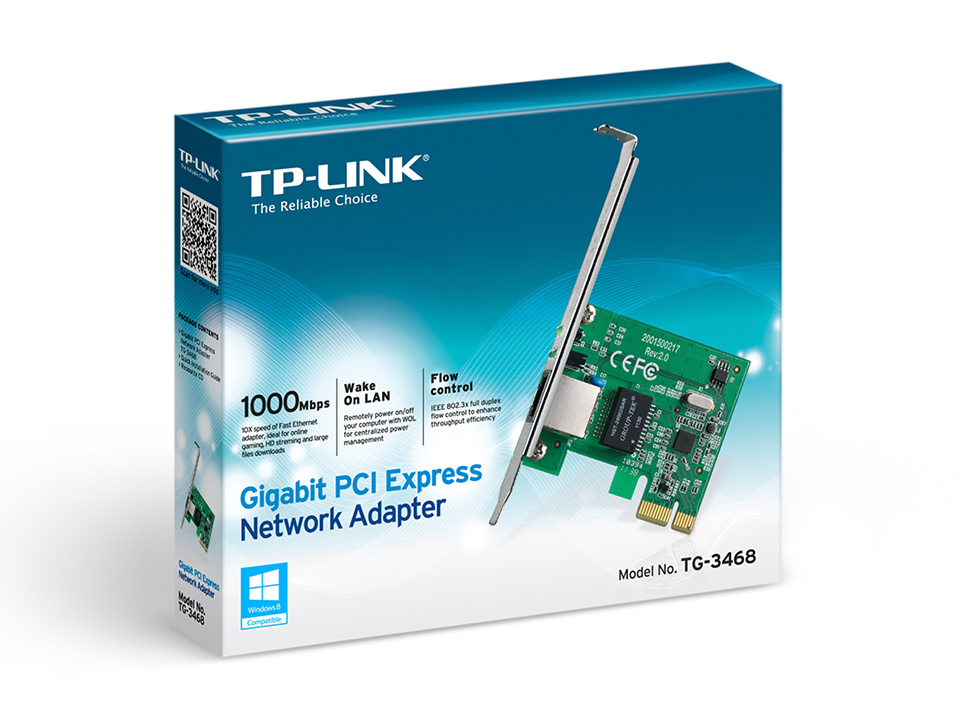 Гигабитный сетевой PCI Express-адаптер, чипсет Realtek RTL8168E, 1 порт RJ45 10/100/1000 Мбит/с с автосогласованием, Авто-MDI/MDIX RTL8168E