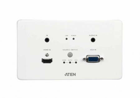 Удлинитель-передатчик ATEN HDMI HDBase-T+VGA+AUDIO+RS232+IR, 100 метр,, 1xUTP Cat5e, HDMI+HDDB15+3-контак,клемма+2xMINIJACK, F, ~, DC 5,3V, (макс,разр,4096x2160/3840x2160 60Hz 4:2:0/30Hz 4:4:4 70м Cat5e/6;100м Cat6a/1080p 100м Cat 5e/6a) VE2812AEUT-A VE2812AEUT-AT-G