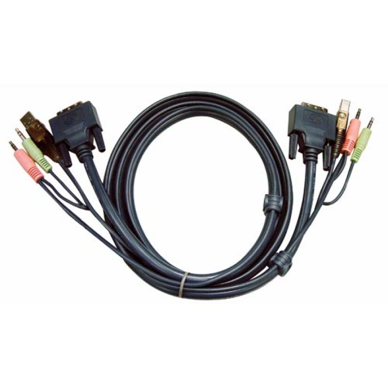 Кабель ATEN KVM USB+аудио, DVI-D +USB A-Тип+2xRCA=>DVI-D Single Link+USB B-Тип+2xRCA, Male-Male, 1.8 м 2L-7D02U 2L-7D02U