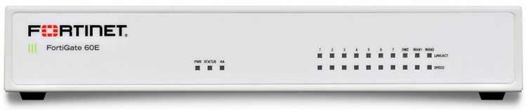 Межсетевой Экран Fortigate 10 x GE RJ45 ports (including 7 x Internal Ports, 2 x WAN Ports, 1 x DMZ Port, Сертификация ФСТЭК FG-60E-LENC-CERT