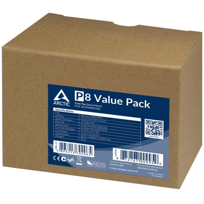 Вентилятор Arctic P8 Value Pack (3пин, 80x80x25мм, 3000об/мин, уп 5 шт) ACFAN00153A ACFAN00153A