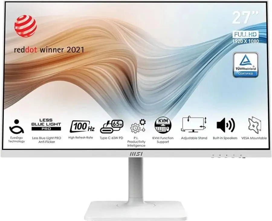 Монитор MSI Modern MD272XPW 27" белый IPS LED 1ms 16:9 HDMI M/M матовая HAS Piv 300cd 178гр/178гр 1920x1080 100Hz DP FHD USB 9S6-3PB19H-099 9S6-3PB19H-099