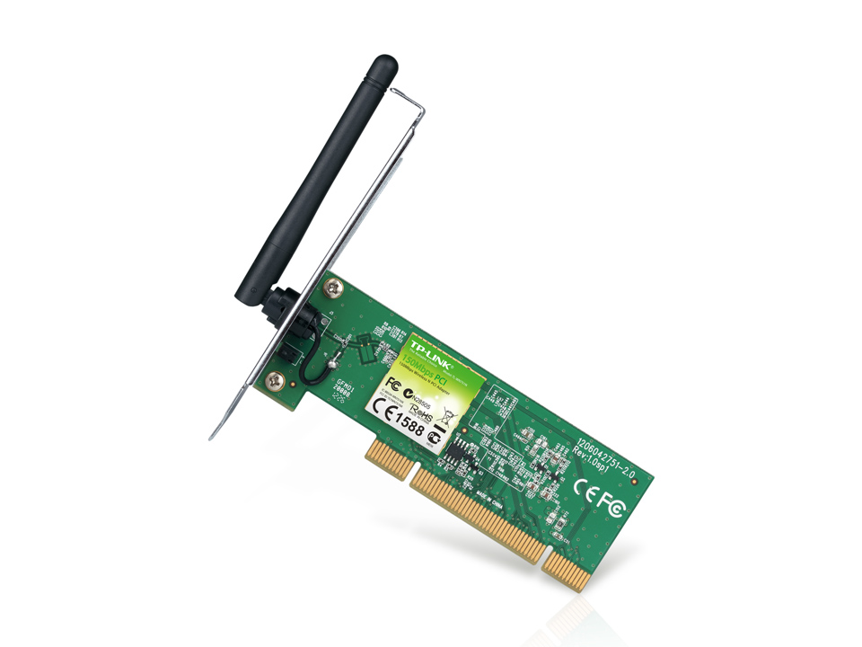Сетевая карта TP-Link 150ac, 802.11b/g/n, PCI, 1 фиксированная антенна TL-WN751N TL-WN751N