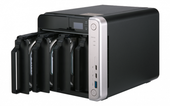 Сетевой RAID-накопитель QNAP 4 отсека для HDD, 2 HDMI-порта, 1x10 GbE BASE-T, 2xThunderbolt 3, Intel Celeron J3455 1,5 ГГц, 8 ГБ TS-453BT3-8G TS-453BT3-8G