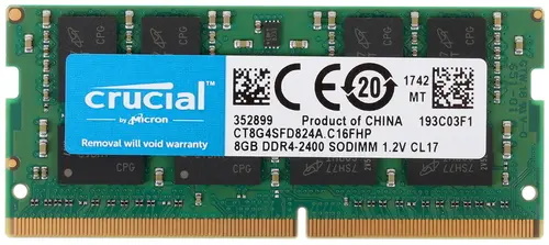 Модуль памяти Crucial by Micron DDR4 8GB 2400MHz SODIMM (PC4-19200) CL17 DRx8 1.2V (Retail) CT8G4SFD824A CT8G4SFD824A