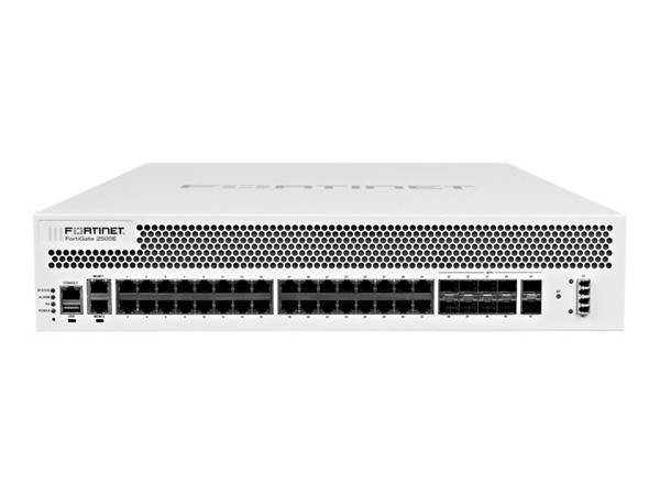 Межсетевой экран Fortinet FortiGate-2500E 10 x 10GE SFP+ slots, 2 x 10GE bypass SFP+ (LC Adapter), 34 x GE RJ45 ports (including 32 x ports, 2 x management/HA ports), SPU NP6 and CP9 hardware accelerated, 480GB SSD onboard storage FG-2500E FG-2500E