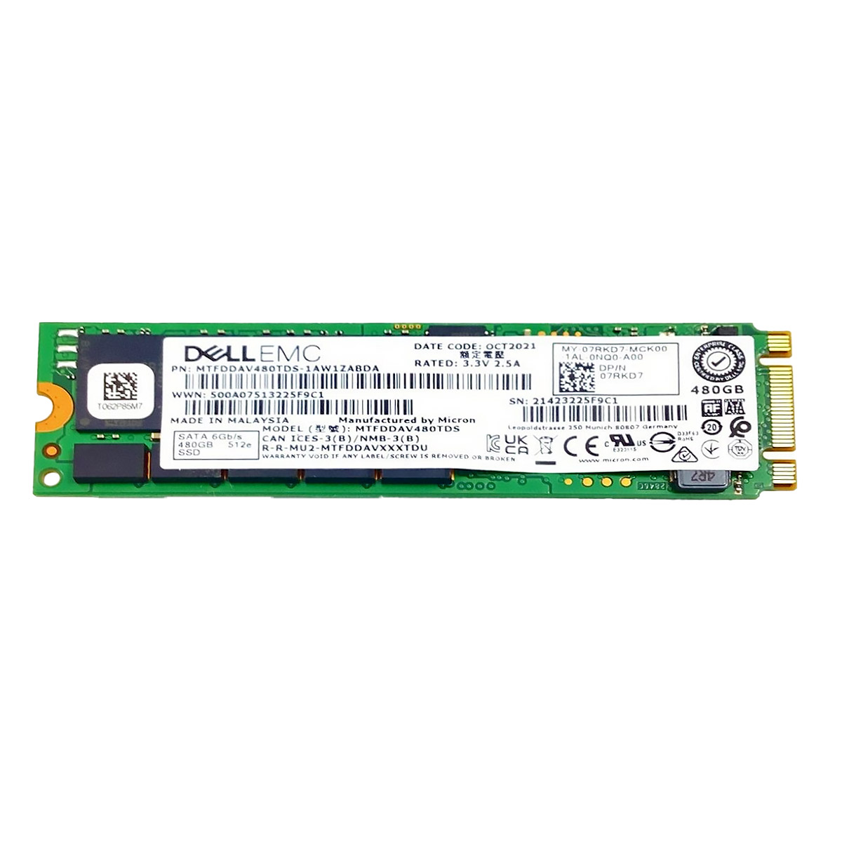 Накопитель SSD M.2 DELL 480GB SSD M.2 SATA 6Gbps 512e Hard Drive, Single Stick G15 400-BLCK 400-BLCK