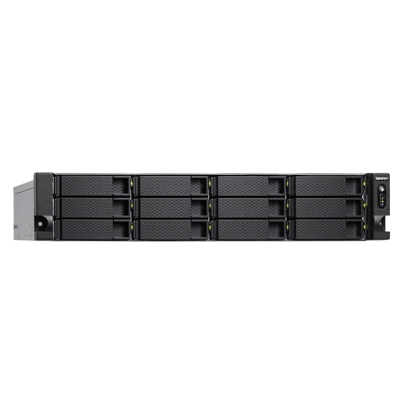 Сетевой RAID-накопитель QNAP 12-Bay Intel Core i3-8100 4-core 3.6 GHz, 4 GB UDIMM DDR4 (1 x 4GB), 12x 2.5"/3.5" SATA HDD/SSD, 4 GbE LAN, 2 x 10GbE SFP+, 2xPSU , 2U rackmount. W/o rail kit RAIL-B02 TVS-1272XU-RP-i3-4G TVS-1272XU-RP-i3-4G