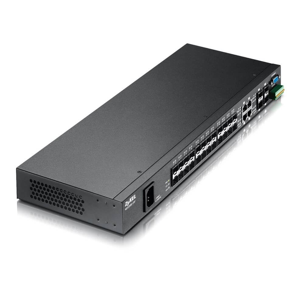 Коммутатор ZYXEL L2+ Metro Ethernet с 24 SFP-слотами 100BASE-X и 4 портами Gigabit Ethernet совмещенными с SFP-слотам MES3500-24F-EU01V1F MES3500-24F-EU01V1F