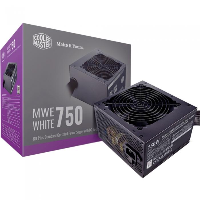 Блок питания Cooler Master MWE White, 750W, ATX, 120mm, 6xSATA, 2xPCI-E(6+2), APFC, 80+ White  MPE-7501-ACABW-EU MPE-7501-ACABW-EU