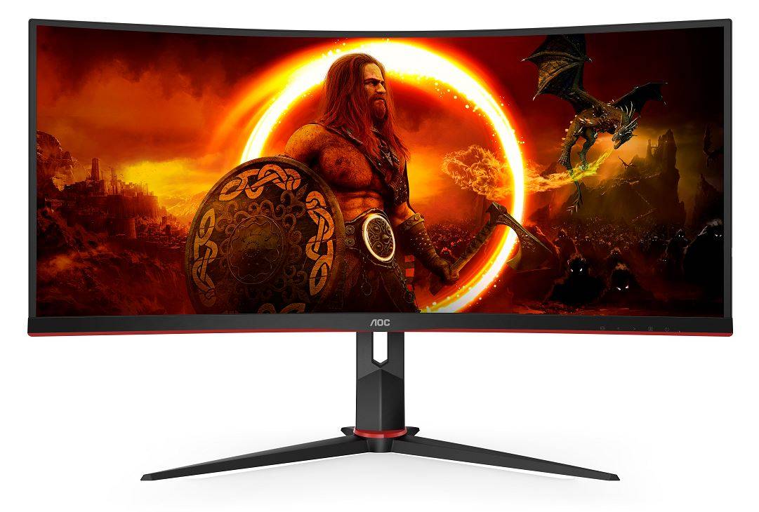 Монитор AOC  34" Black-Red (VA, изогнутый, 3440x1440, 180Hz, 1 ms, 178°/178°, 300 cd/m, 80M:1, +2xHDMI 2.0, DP) CU34G2XP CU34G2XP