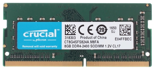 Модуль памяти Crucial DDR4 SODIMM 8GB  PC4-19200, 2400MHz CT8G4SFS824A CT8G4SFS824A