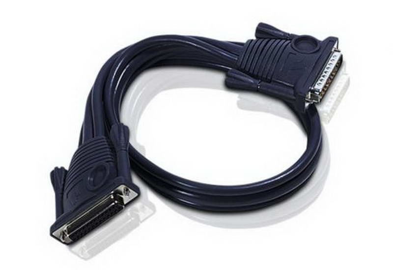 Кабель ATEN KVM PS/2+аудио, DB25=>HD DB15+2x6MINI-DIN+2xRCA, Male=>Male+2Female+2Male, опрессованный, 1.8 м. 2L-1701P 2L-1701P