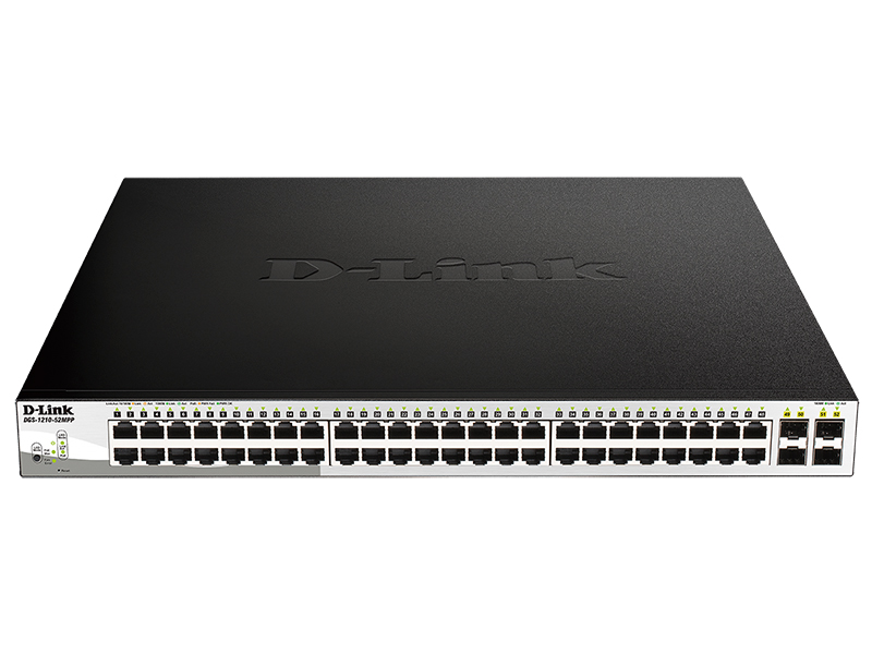 Коммутатор D-Link L2 Smart Switch with 48 10/100/1000Base-T ports and 4 1000Base-X SFP ports (48 PoE ports 802.3af/802.3at (30 W), PoE Budget 740 W) DGS-1210-52MPP/E1A DGS-1210-52MPP/E1A