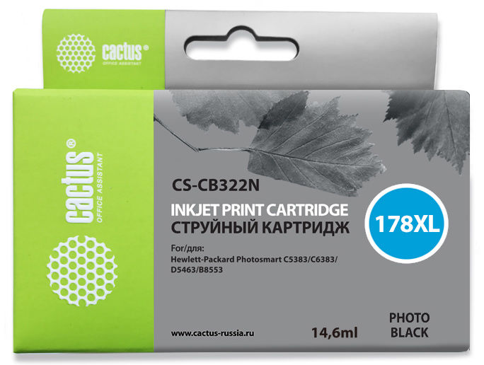 Картридж Cactus струйный CS-CB322N №178XL фото черный для HP PS B8553/C5383/C6383/D5463 (12мл) CS-CB322N CS-CB322N