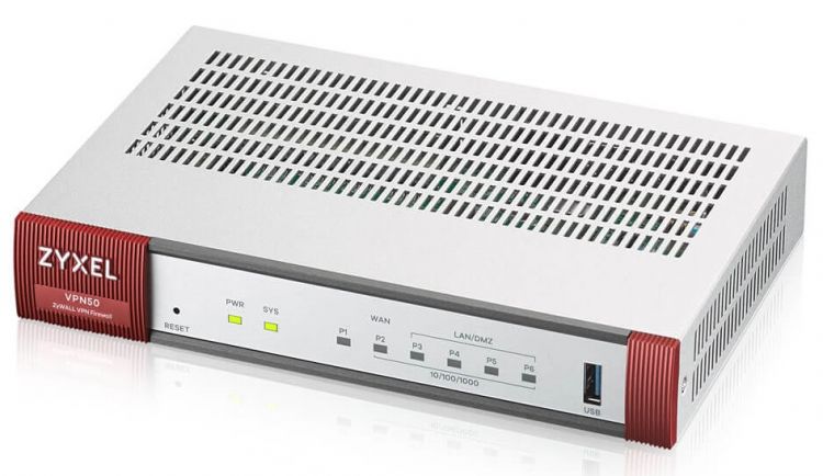 Межсетевой экран Zyxel VPN50 ZyWall VPN Firewall Appliance 5 GE Copper/1 SFP, 800 Mbit/S Firewall Throughput, 50 Ipsec VPN Tunnels VPN50-RU0101F VPN50-RU0101F