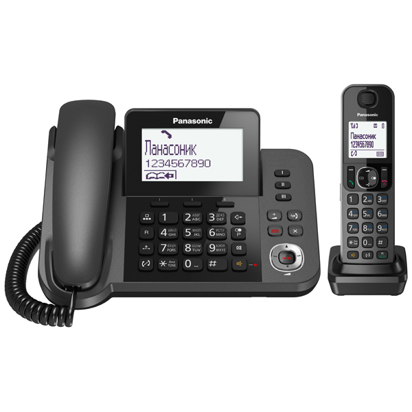 Телефон DECT Panasonic провод. и беспров тр, а/о, АОН, дисплей 3.4", (до 6 тр.), 100 ном., конференц-связь, серый металлик KX-TGF320RUM KX-TGF320RUM