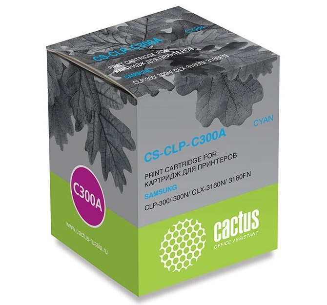 Тонер-картридж Cactus CS-CLP-C300A голубой для Samsung CLP-300/300N/CLX-3160N/3160FN (1000стр.) CS-CLP-C300A CS-CLP-C300A