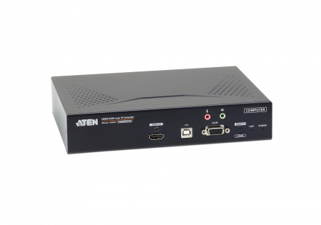 Удлинитель-передатчик ATEN KVM USB HDMI+AUDIO+RS232, 10км при прямом подкл через SFP модуль/неогранич, через switch, 1xUTP Cat5e, 2xHDMI+2xUSB A-тип+USB B-тип+4xMINI JACK+2xDB9+SFP,11xF+M, спец,шнур, Б,П,220> 5V, (макс,разр,3840x2160) KE8950T-AX-G KE8950T-AX-G