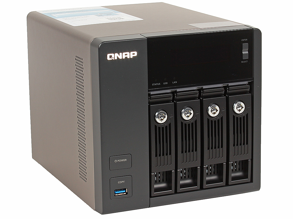 Сетевой RAID-накопитель QNAP 4 отсека для HDD, HDMI-порт. Четырехъядерный Intel Celeron J1900 2,0 ГГц, 8ГБ. TS-453 Pro-8G TS-453 Pro-8G