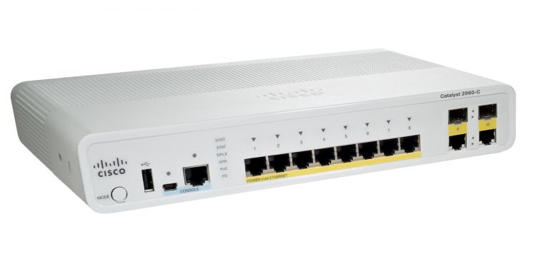 WS-C2960C-8PC-L Коммутатор Catalyst 2960C Switch 8 FE PoE, 2 x Dual Uplink, Lan Base WS-C2960C-8PC-L