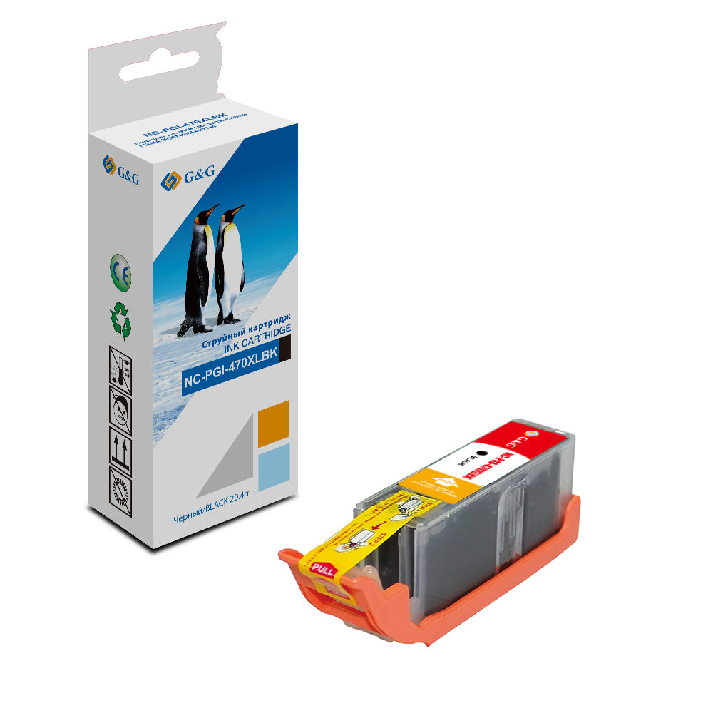 Картридж G&G струйный черный для Canon Pixma  MG5740/6840/7740 21.4ml NC-PGI-470XLBK NC-PGI-470XLBK