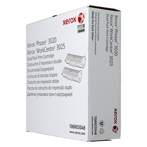 Картридж Xerox лазерный черный x2упак. (3000стр.) для Xerox Ph 3020/WC 3025 106R03048 106R03048