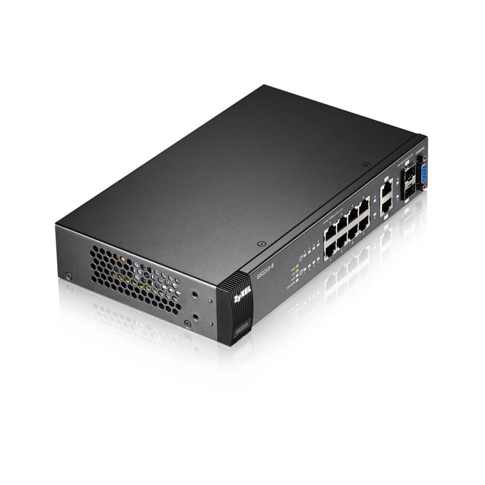 Коммутатор ZYXEL управляемый 8 Gigabit Ethernet с 2 SFP-слотами совмещенными с разъемами RJ-45 GS2210-8-EU0101F GS2210-8-EU0101F