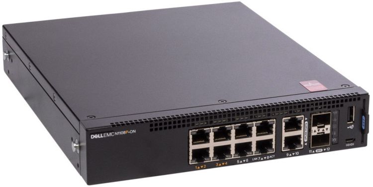 Коммутатор Dell EMC Switch N1108T-ON, L2, 8 ports RJ45 1GbE, 2 ports SFP 1GbE 3YPSNBD (210-AJIW) N1108T-ON N1108T-ON