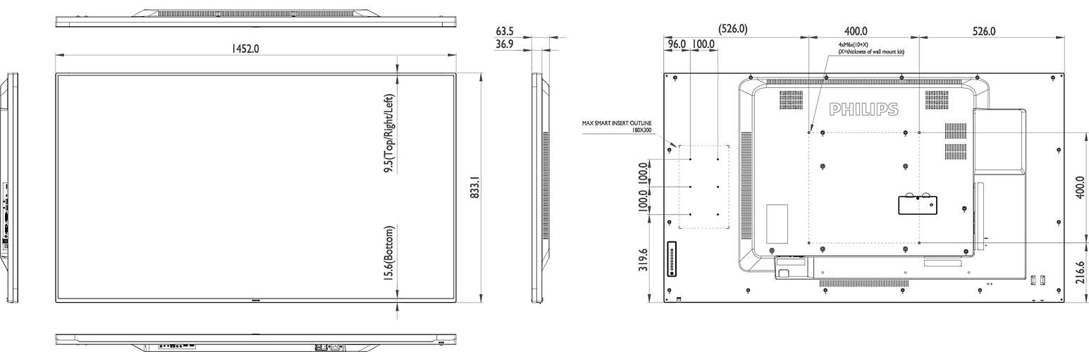 Профессиональная панель Philips 65BDL4050D/00 65" Edge LED powered by Android, Quad Core Cortex A9 1.8GHz, Mem. 2Gb, Storage 16Gb, WiFi, HTML5 browser, mPCIe, play from internal memory, CMND (Control & Create) ,VESA 400x400/M6 65BDL4050D/00 65BDL4050D/00
