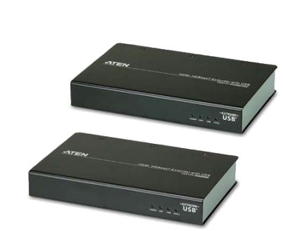 Удлинитель ATEN HDMI+USB, 100 метр,, 1xUTP Cat5e, HDMI+RJ45+USB B-тип->HDMI+RJ45+3xUSB A-тип, F, без шнуров, 2xБ,П,220> 5V, (по витой паре;до 4kx2k;USB transfer rate of up to 40 Mbps;SV565UTPHDU;EXT-HDKVM-ELR) VE813A-AT-G VE813A-AT-G