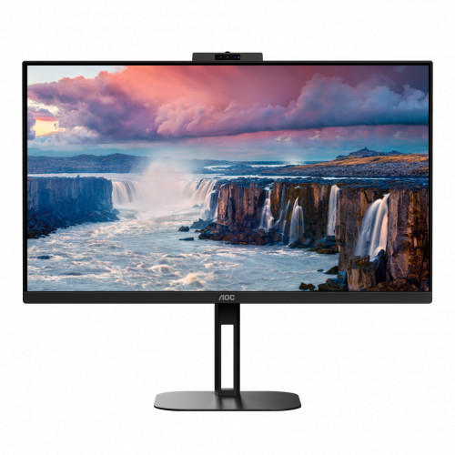 Монитор AOC 27" Q27V5CW 2560x1440 IPS W-LED 16:9 4(1)ms HDMI DP USB-C 3.2 4*USB 3.2 20M:1 178/178 1000:1 300cd Webcam HAS Pivot Tilt Swivel Speakers Black Q27V5CW/BK Q27V5CW/BK