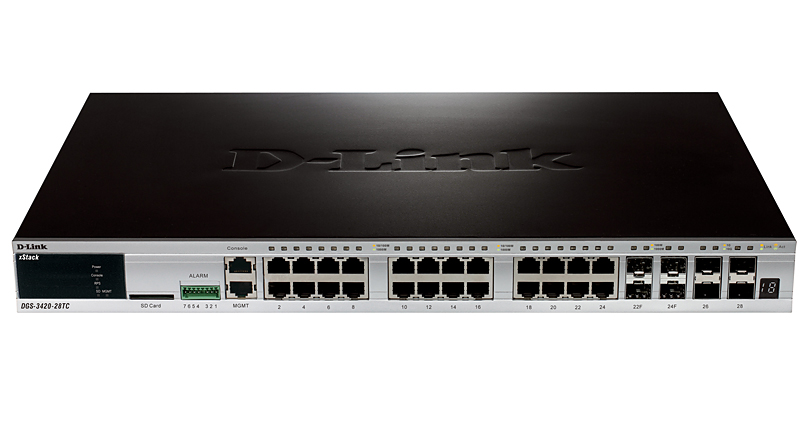 Коммутатор D-Link L3 Managed Switch with 20 10/100/1000Base-T ports and 4 100/1000Base-T/SFP combo-ports and 4 10GBase-X SFP+ ports DGS-3420-28TC/B1A DGS-3420-28TC/B1A