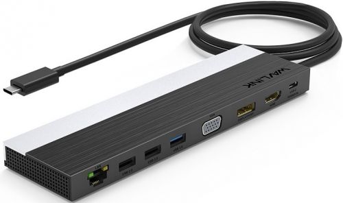 Док-станция WAVLINK Docking Station USB-C 4K Universal /85W PowerDelivery/2xUSB3.0/2xUSB2.0/1xUSB C/1xDP 4K 30HZ/1xHDMI 4K 30HZ/1xVGA/1xGigabit LAN/1xAudio In/Out/1xSD/Micro SD CardReader WL-UMD03 WL-UMD03